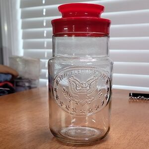 Maxwell House Coffee 1776 Bicentennial Election 1976 Clear Jar Red Lid Vintage